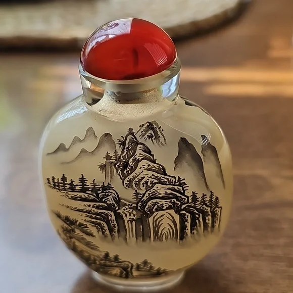 Vintage Chinese Reverse Painted Glass Snuff Bottle - Picture 10 of 12